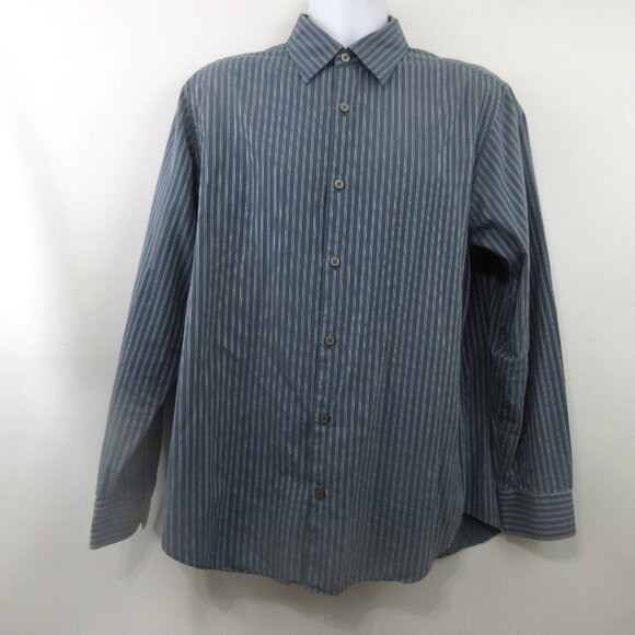 Banana Republic Mens Shirt Sz Large Button-Down Blue Striped 100% Cotton Casual - Picture 1 of 6